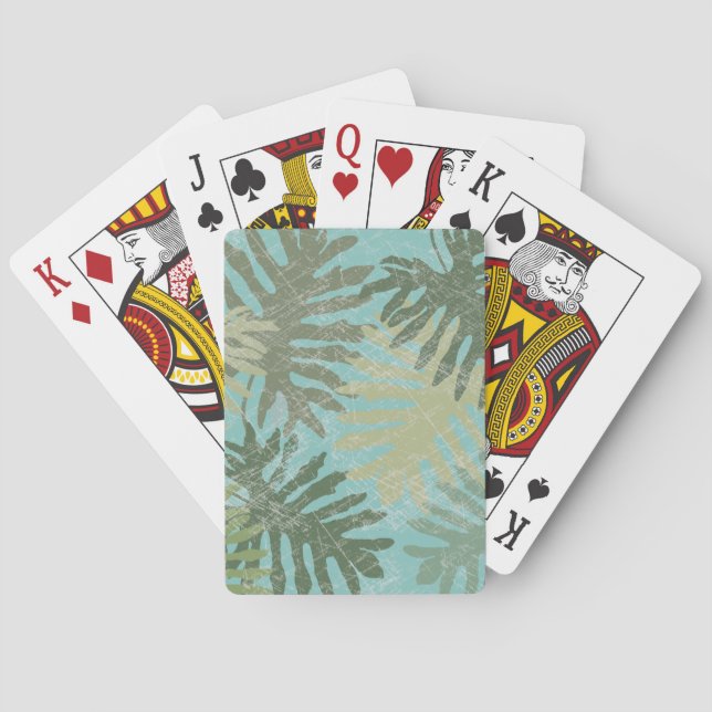 Faded Tropical Leaves Poker Cards (Back)