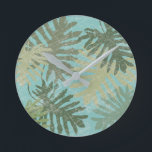 Faded Tropical Leaves Round Clock<br><div class="desc">"Faded Tropical Leaves I" by Jade Reynolds. Features a collection of tropical leaves in a faded design.</div>