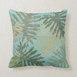 Faded Tropical Leaves Throw Pillow