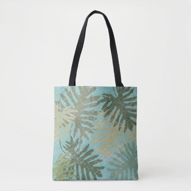 Faded Tropical Leaves Tote Bag (Front)
