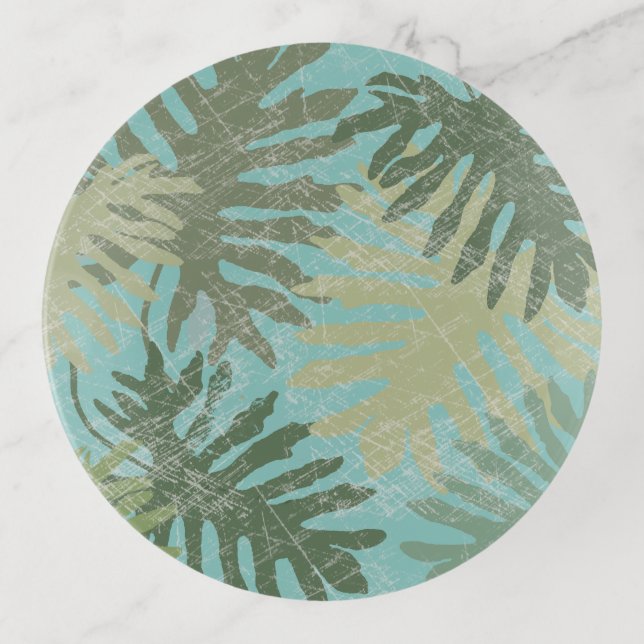 Faded Tropical Leaves Trinket Tray (Front)