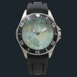 Faded Tropical Leaves Watch<br><div class="desc">"Faded Tropical Leaves I" by Jade Reynolds. Features a collection of tropical leaves in a faded design.</div>