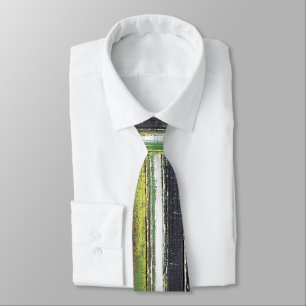 Faded Vertical Paint Stripes on Wood Neck Tie