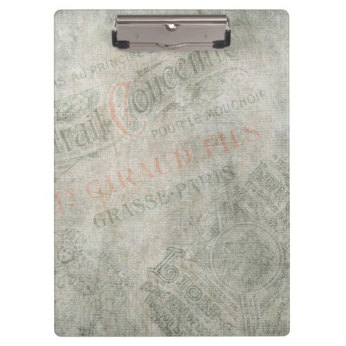 Faded Vintage Paper Parisian Advertisement Collage Clipboard