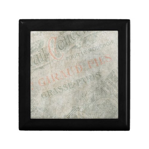 Faded Vintage Paper Parisian Advertisement Collage Gift Box