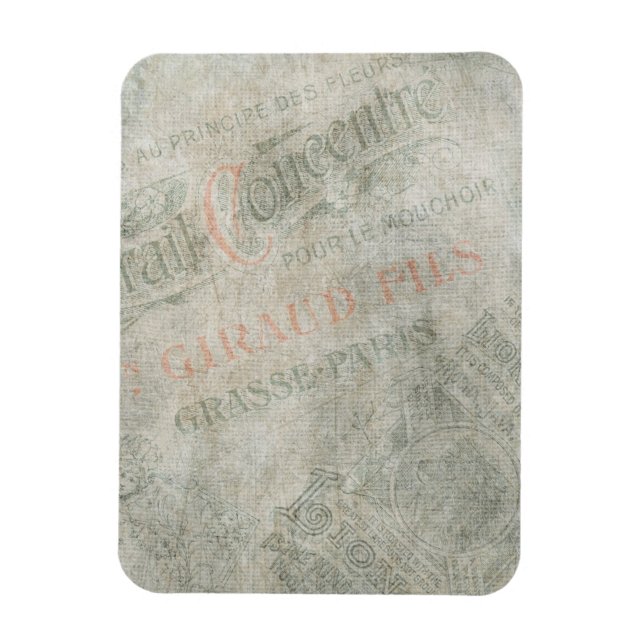 Faded Vintage Paper Parisian Advertisement Collage Magnet (Vertical)