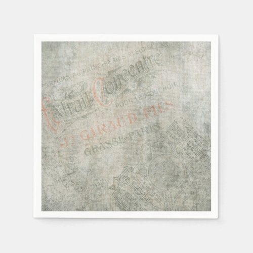 Faded Vintage Paper Parisian Advertisement Collage Napkins