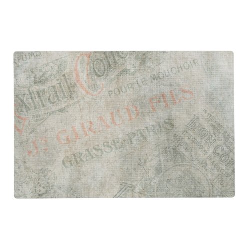 Faded Vintage Paper Parisian Advertisement Collage Placemat