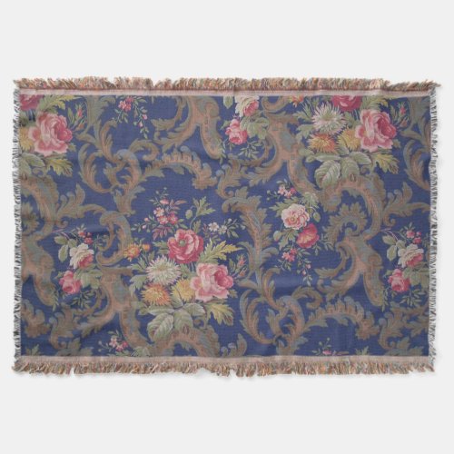 Faded vintage Victorian style floral chintz Throw Blanket