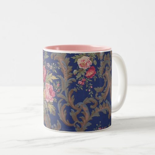 Faded vintage Victorian style floral chintz Two_Tone Coffee Mug