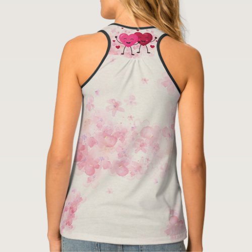Faded Watercolor Floral Print on a Beige Tank Top