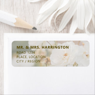 Faded White Rose Photo Background Elegant Wedding Label