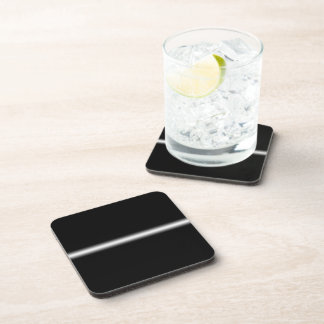 Faded White Stripe on Black Beverage Coaster