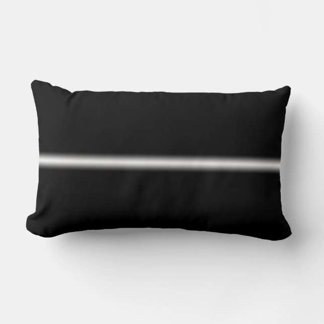 Faded White Stripe on Black Lumbar Pillow (Front)