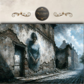 Faded Woman on Stone Wall Decoupage Tissue Paper