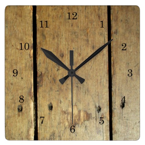 Faded Wood Planks Square Wall Clock