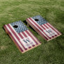 Faded Wood Style | American Flag Family Monogram Cornhole Set