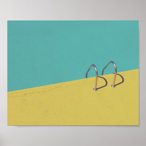 Faded Yellow and Aqua Blue Modern Photo Poster