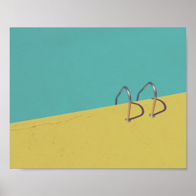 Faded Yellow and Aqua Blue Modern Photo Poster (Front)
