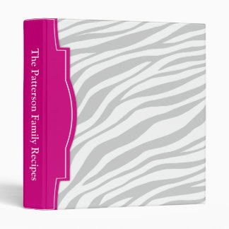 Faded Zebra Print Fuchsia custom Recipe Binder