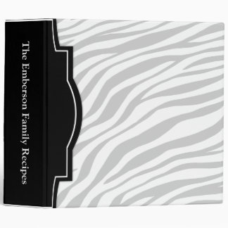 Faded Zebra Print personalized 2" Recipe Binder