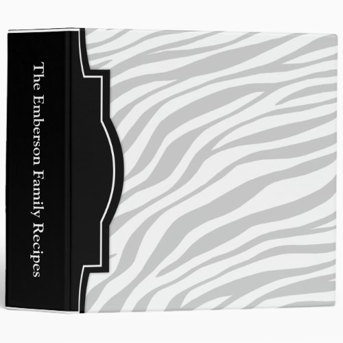 Faded Zebra Print personalized 2 Recipe Binder