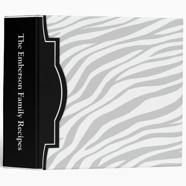 Faded Zebra Print personalized 2" Recipe Binder (Front/Spine)