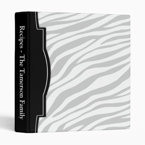Faded Zebra Print personalized Recipe Binder