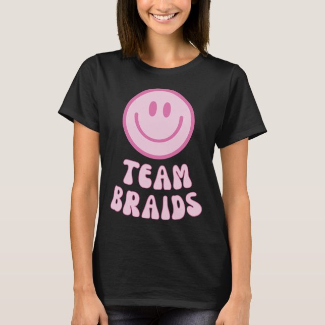 Fades or Braids Gender Reveal Retro Team Braids T-Shirt (Front)