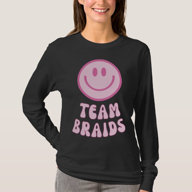 Fades or Braids Gender Reveal Retro Team Braids T-Shirt (Front)