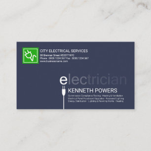 Fading Electrician Bulb Electric Cord Border Business Card