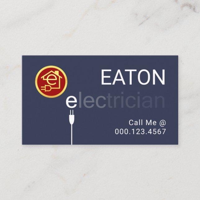 Fading Electrician Electric Plug Cord Business Card (Front)
