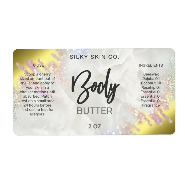 Fading Gold And Opal Body Butter Labels (Front)