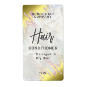 Fading Gold And Opal Glitter Hair Product Labels