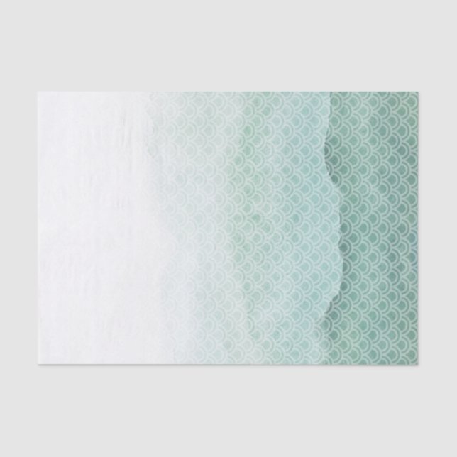Fading Green Mermaid Tale Scales Tissue Paper (Front)