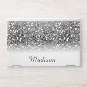 Fading Ombe Silver Glitter Sequin Personalized HP Laptop Skin
