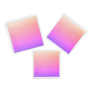 Fading Peach Pink & Purple Colorful Ombre Acrylic Tray
