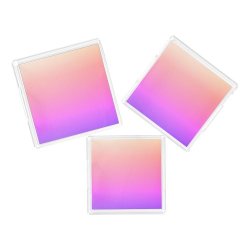 Fading Peach Pink  Purple Colorful Ombre Acrylic Tray
