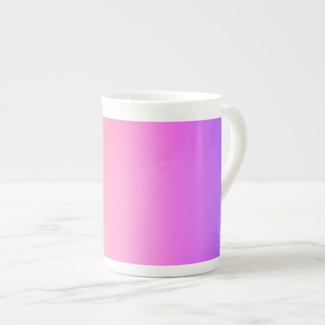 Fading Peach Pink & Purple Colorful Ombre Bone China Mug (Front Right)