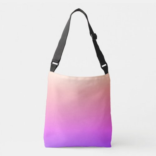 Fading Peach Pink  Purple Colorful Ombre Crossbody Bag