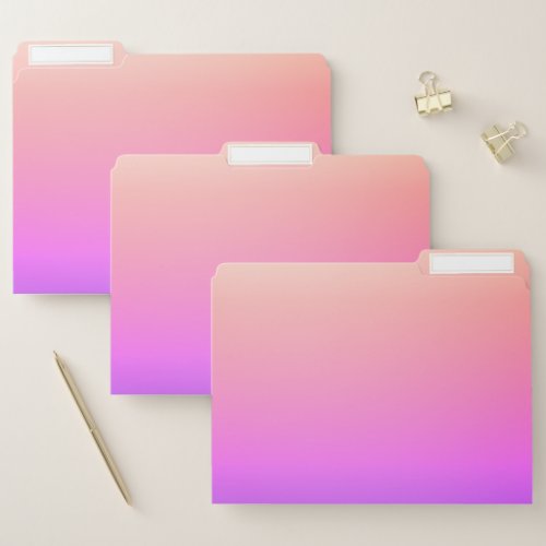 Fading Peach Pink  Purple Colorful Ombre File Folder