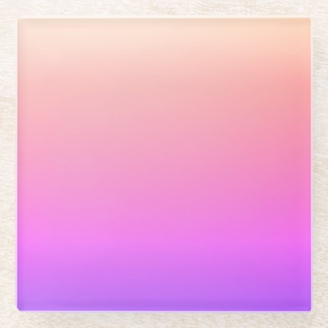 Fading Peach Pink & Purple Colorful Ombre Glass Coaster (Front)