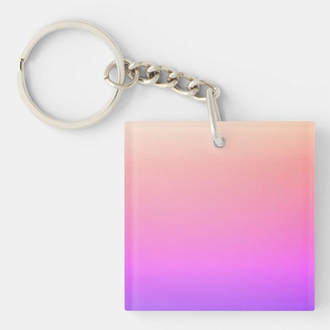 Fading Peach Pink & Purple Colorful Ombre Keychain (Front)
