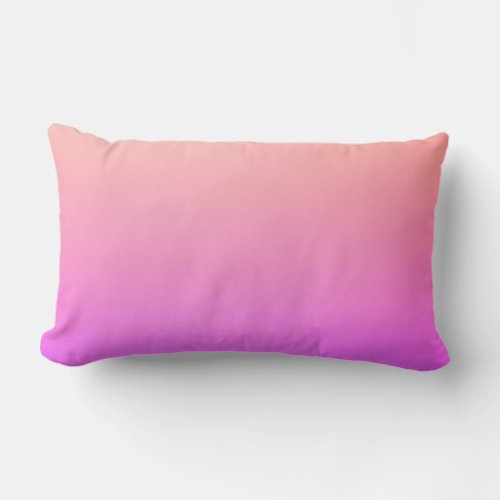 Fading Peach Pink  Purple Colorful Ombre Lumbar Pillow