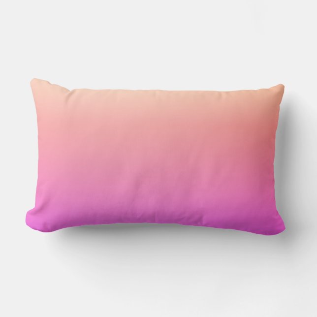 Fading Peach Pink & Purple Colorful Ombre Lumbar Pillow (Front)