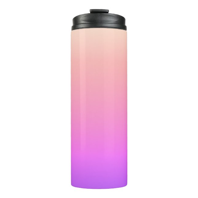 Fading Peach Pink & Purple Colorful Ombre Thermal Tumbler (Front)