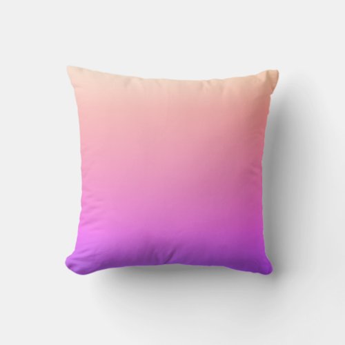 Fading Peach Pink  Purple Colorful Ombre Throw Pillow