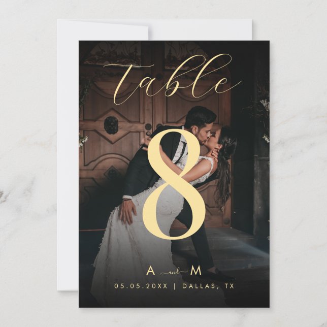 Fading Photo Black Wedding 5x7 Table Number Card (Front)