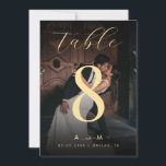 Fading Photo Black Wedding 5x7 Table Number Card<br><div class="desc">This elegant table number would be a great addition to your wedding celebration. Easily add your own details by clicking on the "personalize" option.

***PLEASE NOTE*** this design is featuring a Dark Faded Photo,  which means that the resulting photo will be Dark and Faded.</div>