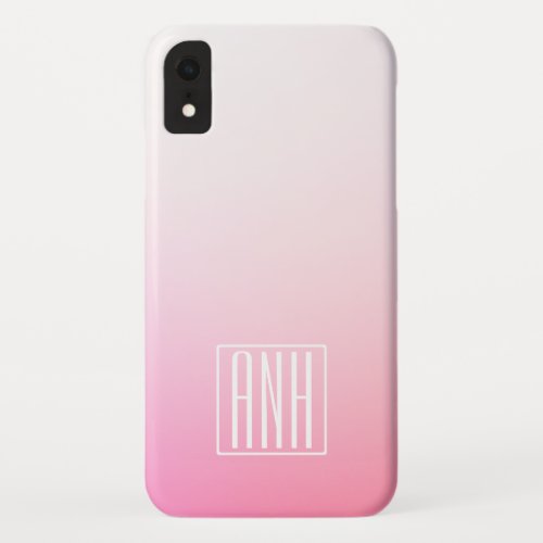 Fading Pinks Ombre Gradation  Your Initials iPhone XR Case